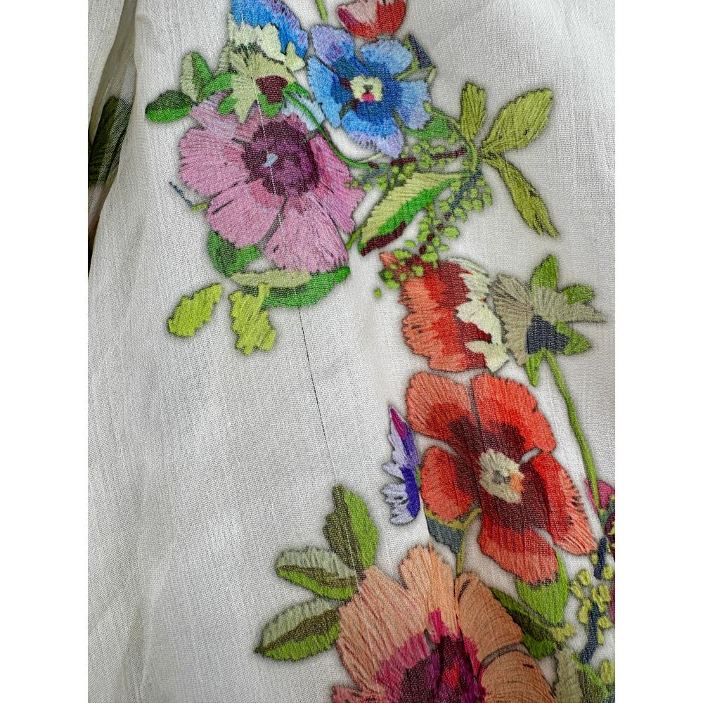 Avec Les Filles Floral Lace Trim Long Sleeve Boho Dress Size 4 - Picture 6 of 13